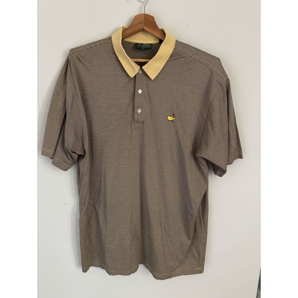 Amen Corner Masters Golf Polo Shirt Mens XL Striped Double Mercerized Cotton